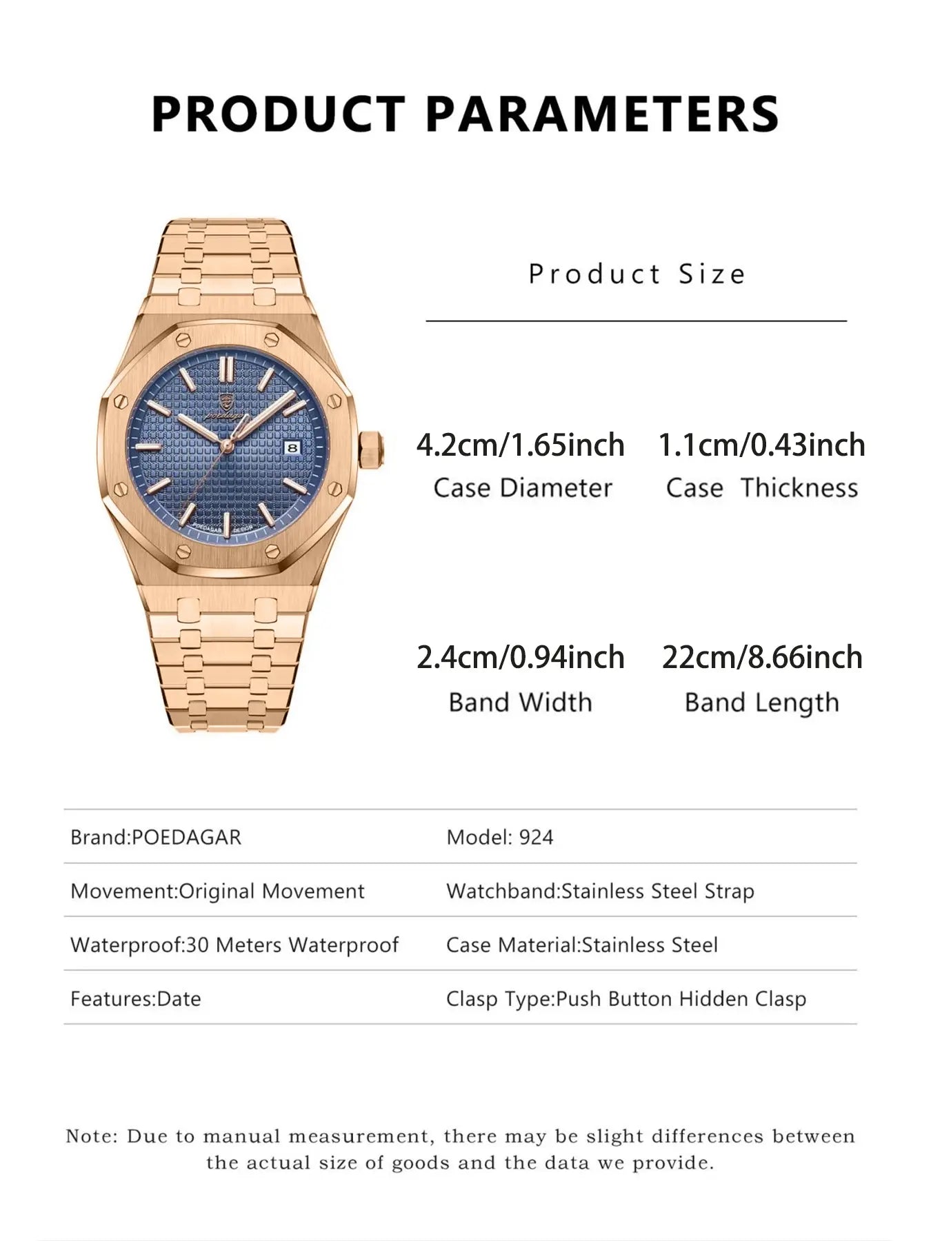Poedagar Waterproof Night Light Date Men's Watch, Stainless Steel Quartz Watch, Luminous Analog Watch, Waterproof Wristwatch, Water Resistant Wristwatch image 2