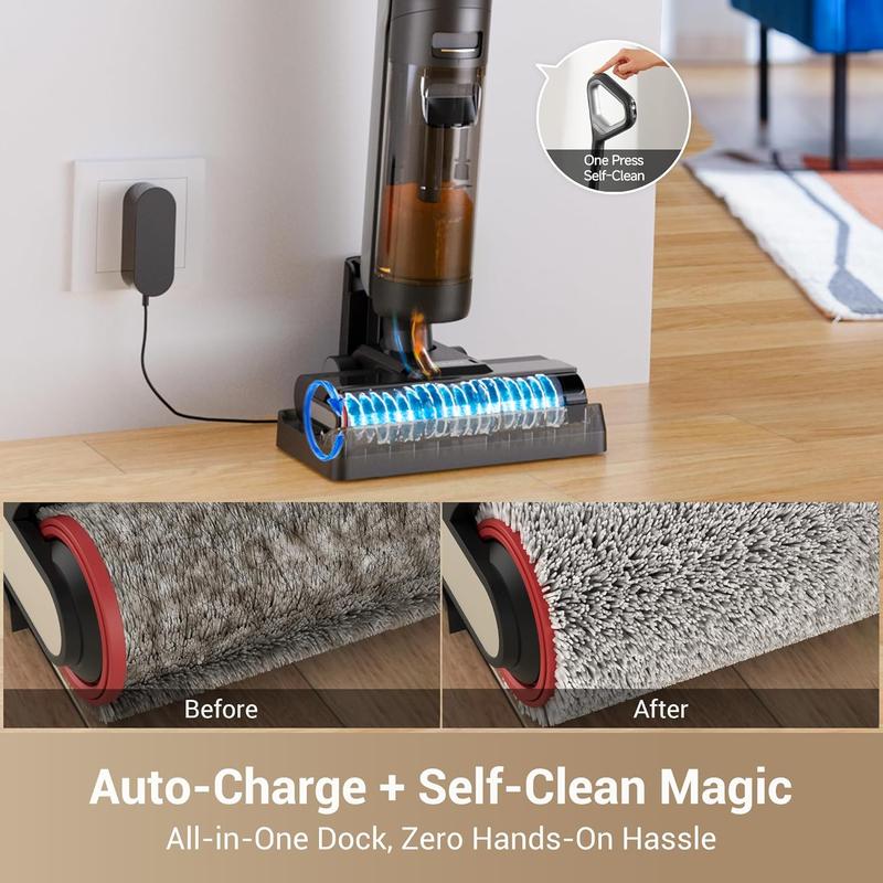 Vacuum Mop, Wet Dry Vacuum Cleaner, Cordless Vacuum Mop All in One with Auto Self-Cleaning, Up to 30 Mins Runtime, Cordless Floor Cleaner Machine for Hard Floors, Edge Cleaning Wet Dry Vacuum