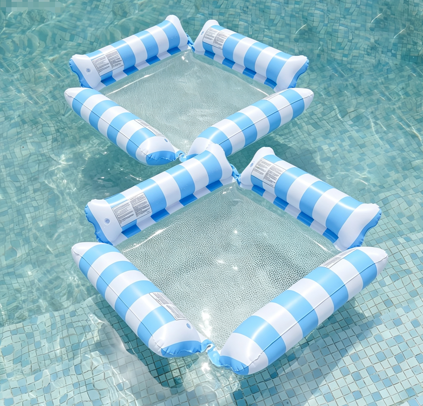 [2026 New Model] 2-Pack Popular Multi-Purpose Inflatable Lounge, Pool Hammock Mesh Float Bed, Floating Water Chair with 4 Air Tubes & Soft Mesh Middle Layer, Max Load 200KG