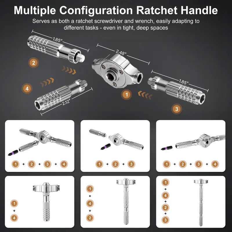 【26new】 40 in 1 Magnetic Ratchet Screwdriver Set with 38 Alloy Steel Bits,T-Handle,Smooth Ratcheting,Strong Magnetic Grip,Rust-Resistant,Portable Compact Tool Kit for Furniture,Bicycle,Home Appliance Repair,Ideal,HandymanDIY Lovers