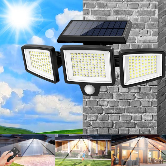 【flash sale】Solar Outdoor Lights 2500LM 210LED Security Lights,3 Heads Dimmable SpotLights with 3 Modes,IP65 Waterproof,Suitable for Yard, Garage, Porch, Pool,Garden,Barn,Patio,Thanksgiving home decor,Black Friday&Cyber Monday,Christmas gifts