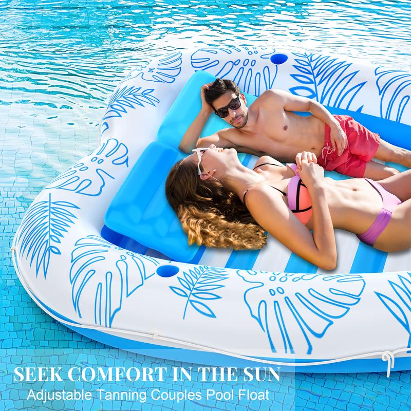 inflatable Tanning Pool Lounger Float - 4 in 1 Sun Tan Tub Sunbathing Pool Lounge Raft Floatie Toys Water Filled Bed Mat Pad for Adult Blow Up Kiddie Pool Kids Ball Pit Pool
