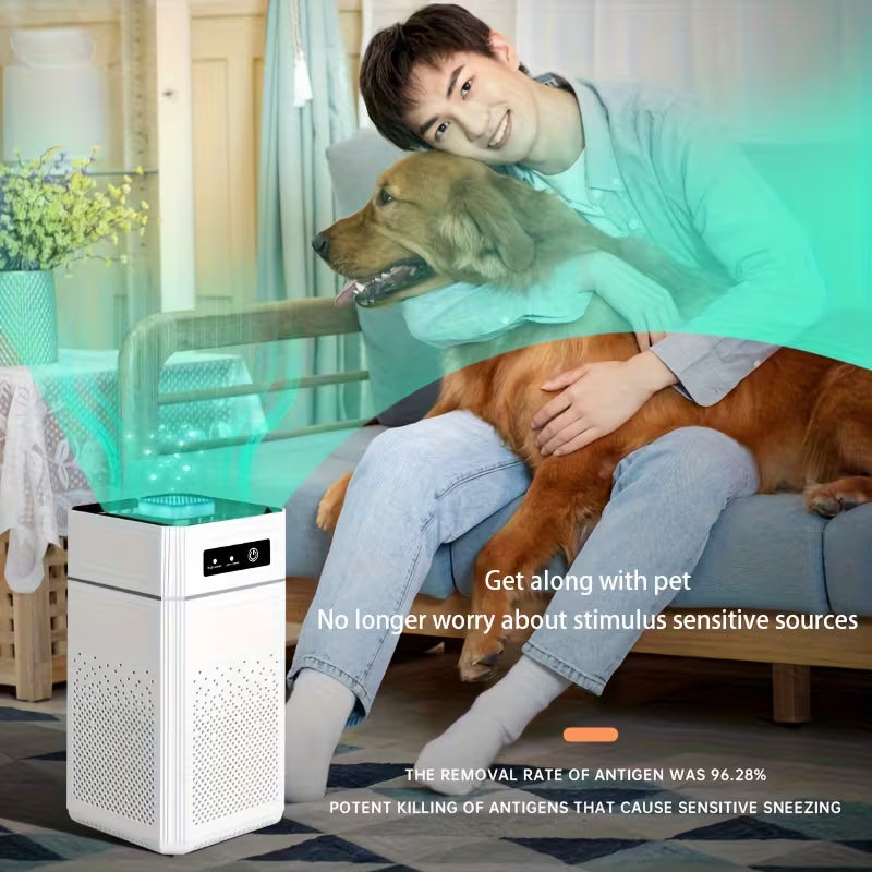 Portable Negative‑Ion Air Purifier with HEPA Filter, USB Charging Cable Included, Remove Dust & Odor, Air Flow 51‑150m³/h, Durable Plastic Housing