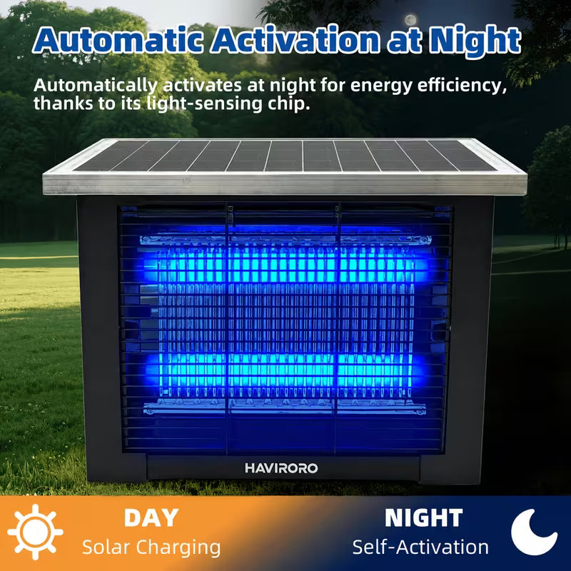 High Power Solar Bug Zapper, 2000 Sq.Ft Wide Coverage, Portable Rechargeable Outdoor Insect Trap, Waterproof Solar Mosquito Killer Light for Yard, Garden, Patio, RV, Camping & Pond Pest Control