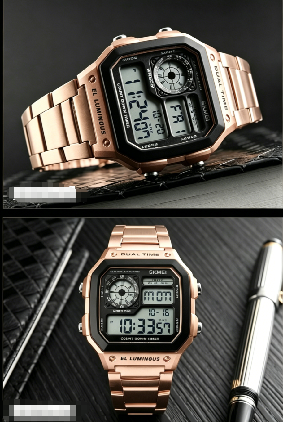 2026 New Arrival Skmei Hot Men Digital Watch, Rose Gold Unique Design, Waterproof, Trendy Watch for Men. Cash On Delivery, Free Shipping!