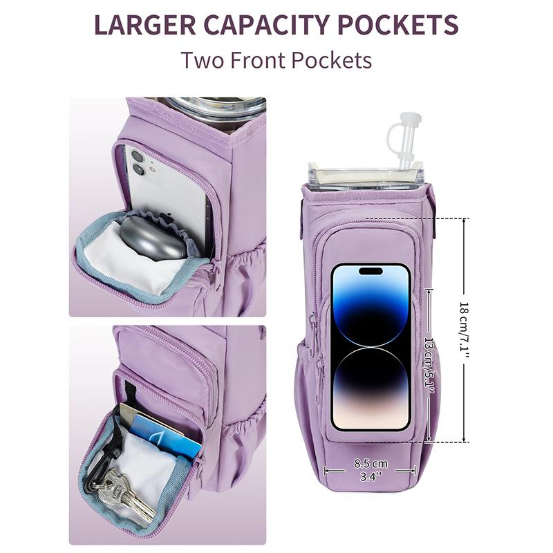 sportsnew Water Bottle Carrier Bag with Phone Pocket fo 40oz Tumbler with Handle Accessories Insulated Water Bottle Holder Pouch with Strap Crossbody with Straw Cover