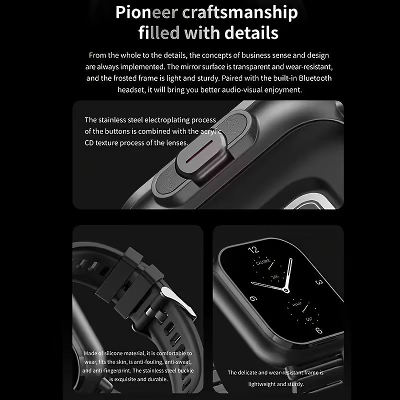 D8 2-in-1 Smart Watch & TWS Earbuds – Detachable Earphones, HD Touch Screen, Offline Payment, NFC, Heart Rate Monitor – Best Gift for iOS & Android