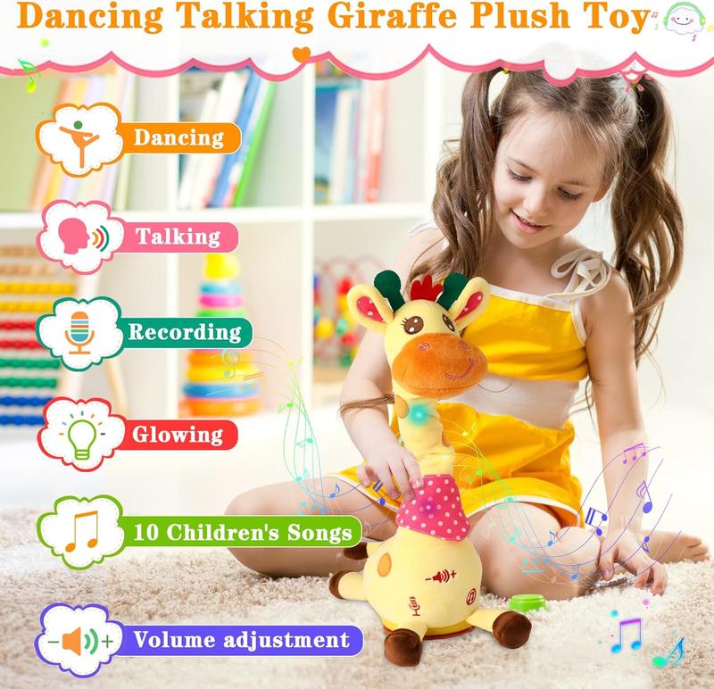 Dancing Talking Giraffe Toys - Electronic Rattle for Kids - Repeat Mimicking - Musical Sensory Plush Toy - Ideal Gift for Children's Day Birthday Christmas