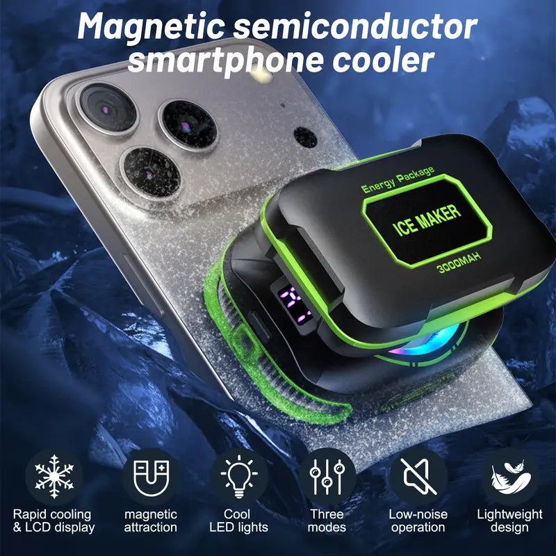 Magnetic Mobile Phone Cooler with Portable USB Fan - Lightweight Radiator, LED Temperature Display, Compatible for iPhone & Android Gamers