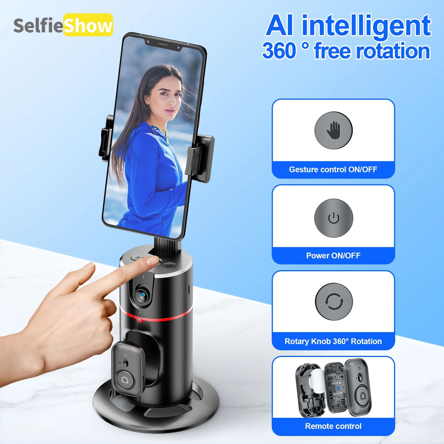Phone Gimbal Stabilizer, 360° Rotatable Phone Live Broadcast Bracket with Wireless Remote Control, Rechargeable Adjustable Phone Desktop Stand for Phone Shooting, Phone Photography Accessories