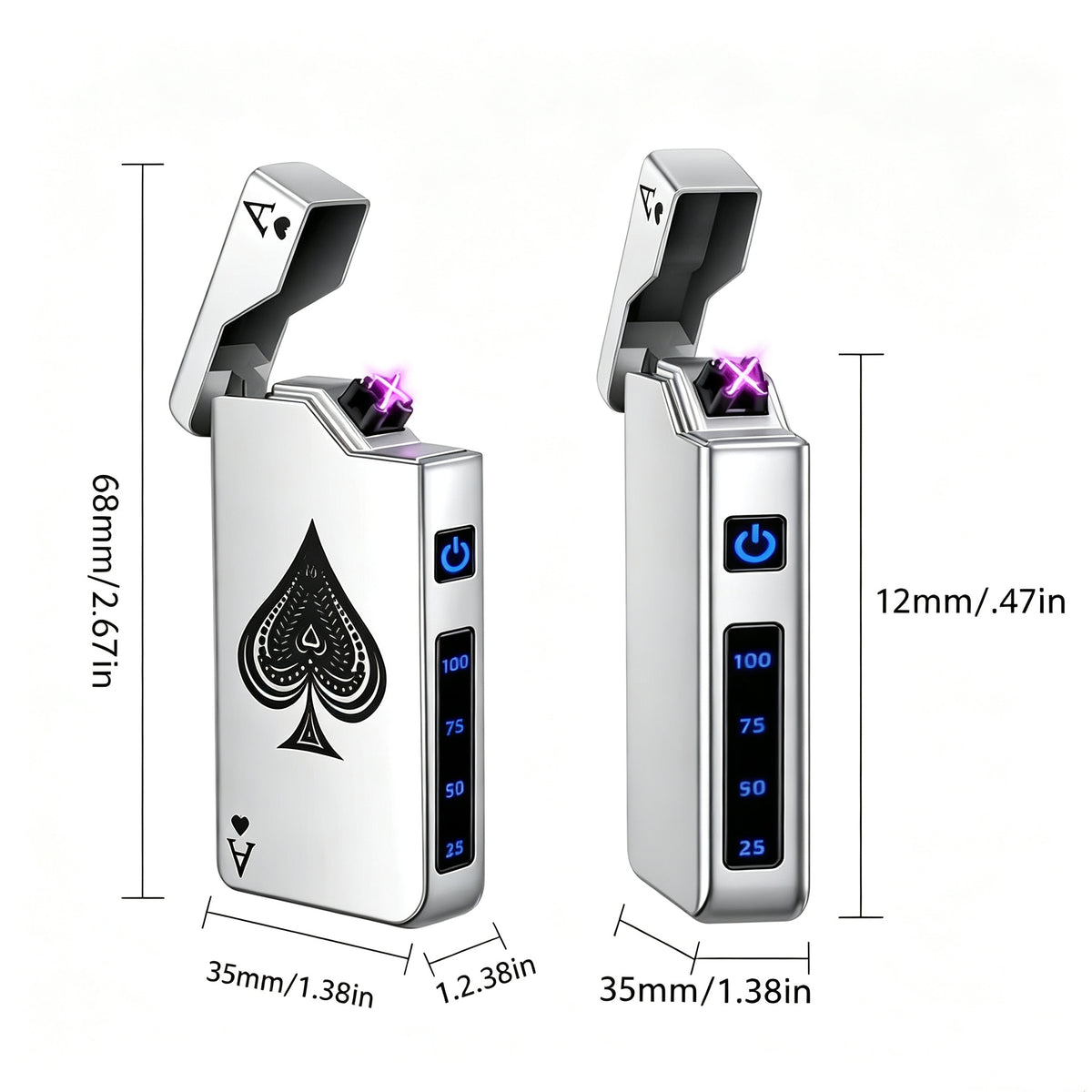 Windproof Double‑Arc Lighter – USB‑C Rechargeable, Parker‑Style Design, Spade‑A Pattern, Wind‑Resistant – Perfect for Candles, Incense Sticks, Camping & Hiking, Men’s Gift