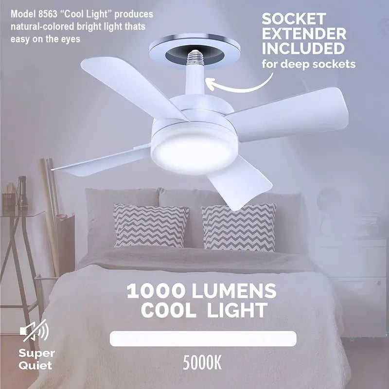 Socket Fan - Remote Controlled Socket Ceiling Fan & Light