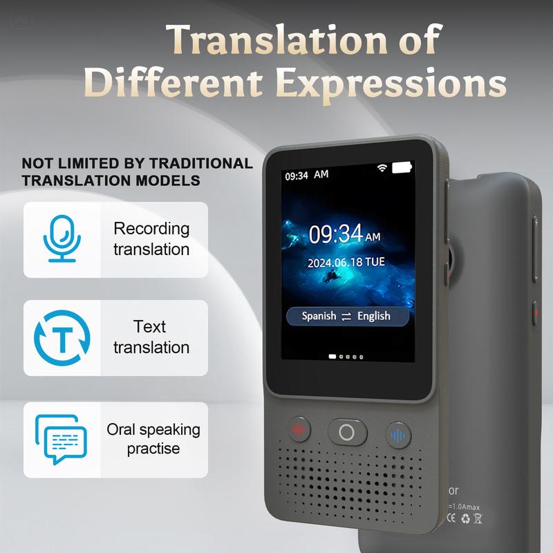 2025 Newest Portable Language Translator Device, 138 Languages AI Offline/Group/Phone Translation Device Two Way Real-Time Voice,Upgraded Chip for Travel Business Learning