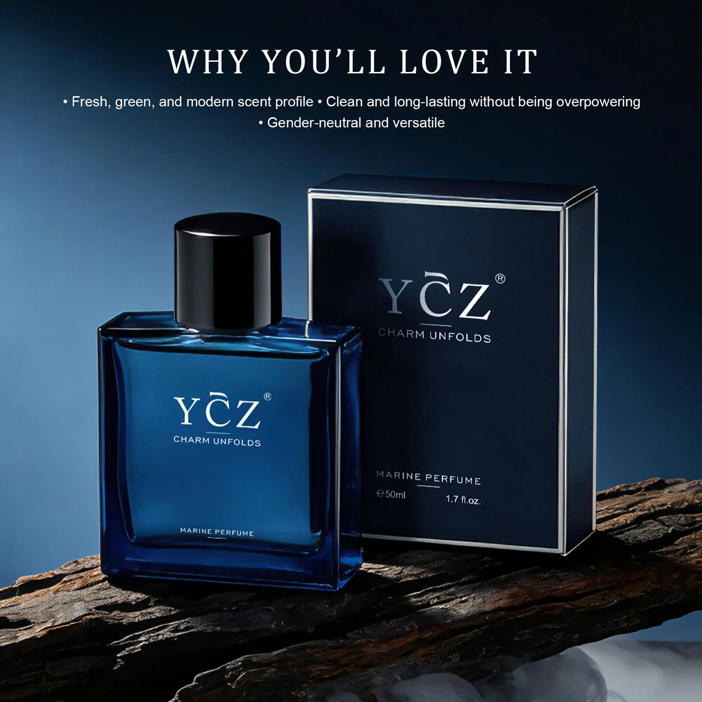 YCZ Midnight Marine Eau de Parfum 1.7oz | Aromatic Marine Fragrance for Men, Magnetic & Sensual, Long-Lasting for Dates and Everyday Wear, Inspired by the Effortless Attraction That Naturally Draws People Closer image 4