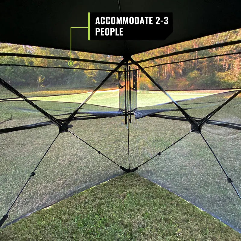 [Amazing Offer]  Hunting Blind See Through with Carrying Bag, 2-3 Person Pop Up Ground Blinds 270 Degree, Portable Resilient Hunting Tent for Deer & Turkey Hunting Camouflage Sliding Windows