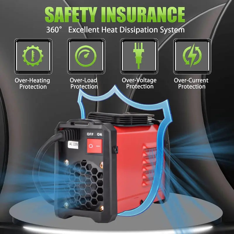 Rods Stick Welder, Super MINI Portable Welding Machine, IGBT Inverter Welder Machine British standard 220V with Hot Start Arc Force Anti-Stick, for 1/16"-1/8" Rod ARC Welder, 2 Chip Hammers (Red) Tool Industrial