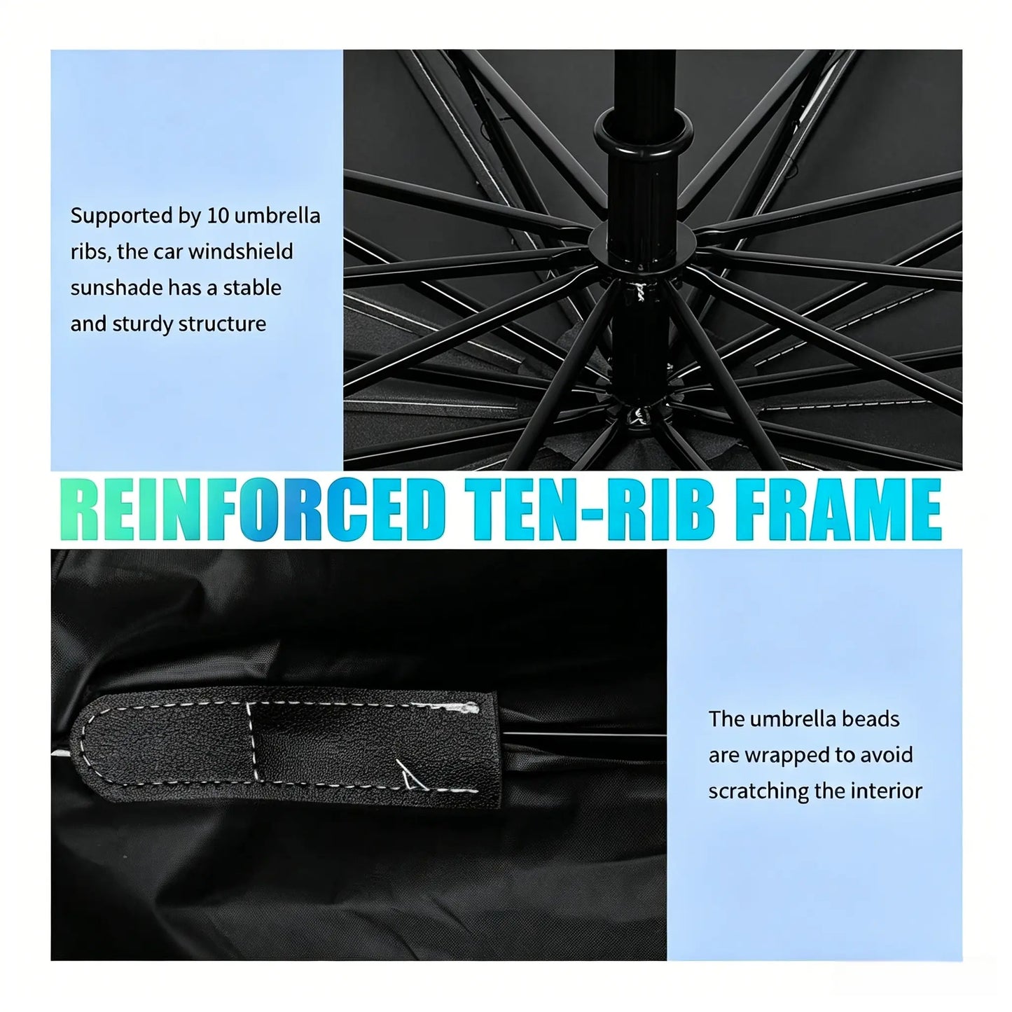 Foldable Car Windshield Sun Shade Umbrella Cover, Titanium Silver UV-Protection Heat-Insulation Sun Visor, Portable Front Auto Window Shade with Storage Bag image 3