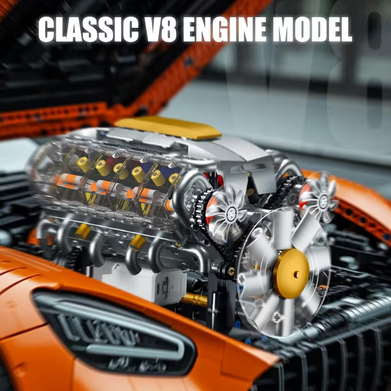 GOQI 3053-YC614 Mechanical Engine Building Set – L‑Type Inline Cylinder Model, 847pcs, Motorized Moving Parts, STEM Educational Toy Gift for Boys