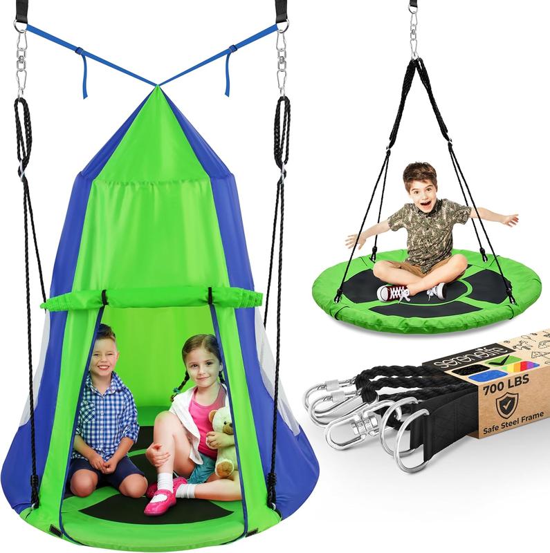 Hanging Tree Swing 、Tent Waterproof、 Backyard Hammock Chair、Max Capacity 600lbs、Detachable Play Tent Swing、Play House Castle Nest Pod Indoor、Outdoor Bedroom Ceiling Hanging Tent Camping Tree House