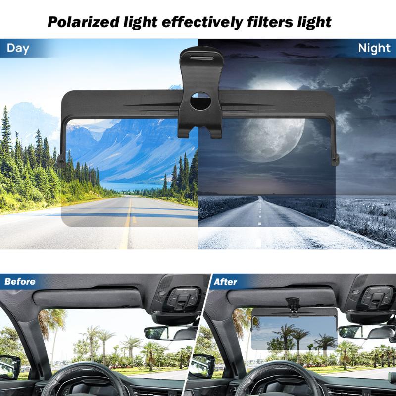 Joytutus Sun Visor for Car Universal Anti-Glare Polarized Visor Extender with UV400 Protection & Clear Vision 12.6 x 5 Lens Size Quick 5 Sec Installation Safe Driving Windshield Sunshade