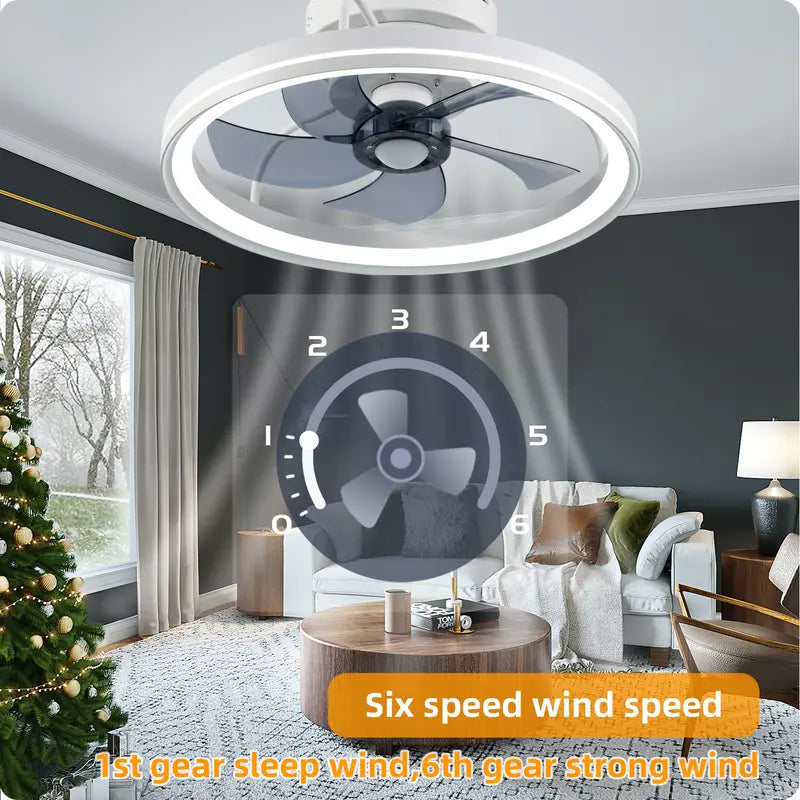 BaySquirrel Ceiling Fans with Lights, Flush Mount Modern Ceiling Fan and App & Remote Control, 19" LED Dimmable 6 Speeds Summer Gift Dealsforyoudays