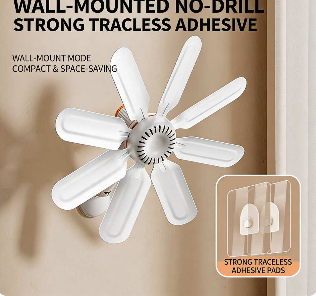 （2-Pack Wall-Mounted Fan）Portable Wall-Mounted Fan, Drill-Free Hook-On Design, Easy Installation for Home/Office/Kitchen