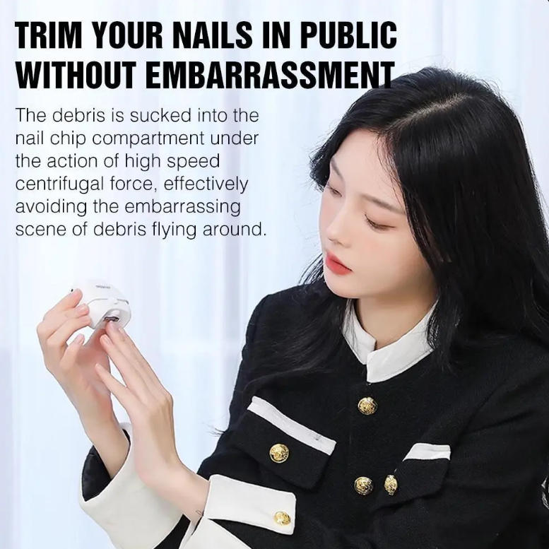 White Electric Nail Clippers with LED Light, Quiet Rechargeable Nail Trimmer, Portable Nail Care Tool for Home & Travel