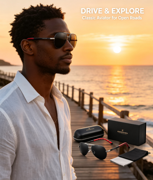 KINGSEVEN New Men's Polarized Sunglasses - Aluminum-Magnesium Frame with UV400 Protection for Driving