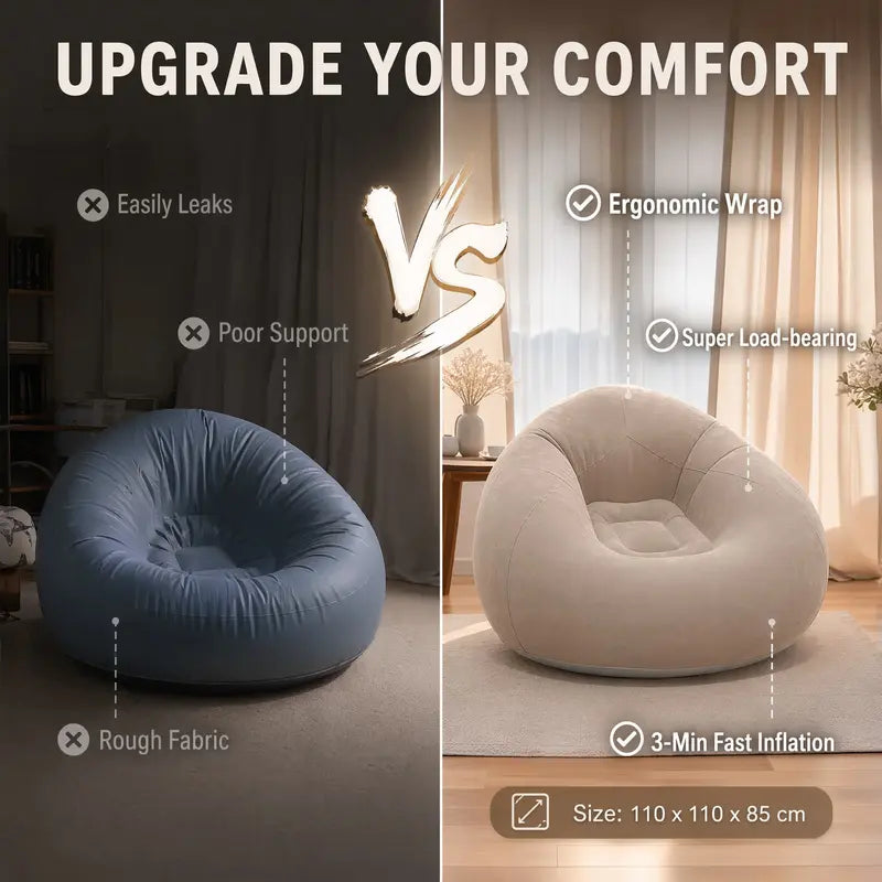 🔥 Clearance Special – Order 1 Get 2 🔥 – Portable Inflatable Boneless Comfy Sofa, Hammock-Style with Pillow, Folding Camping Bean Bag for Outdoor Family Use, Camouflage Sofa Lounging Sleeping Gear for Living Room
