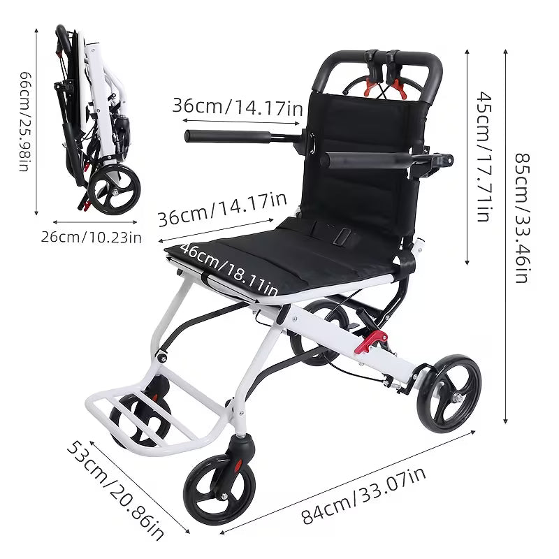 Foldable Hand-Operated Wheelchair – Lightweight, Portable for Adults & Elderly Travel