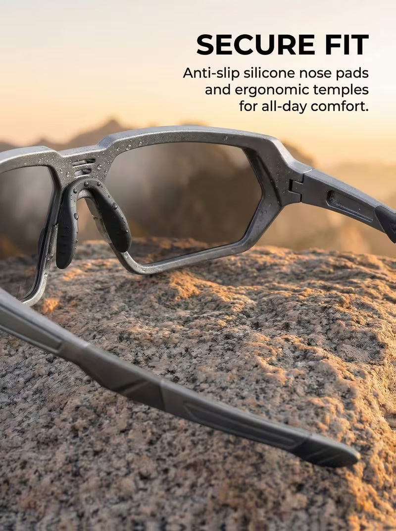 Men's Photochromic Polarized Sunglasses - Smart Adaptive Lens, UV400 Protection for Driving, Cycling and Outdoor Sports