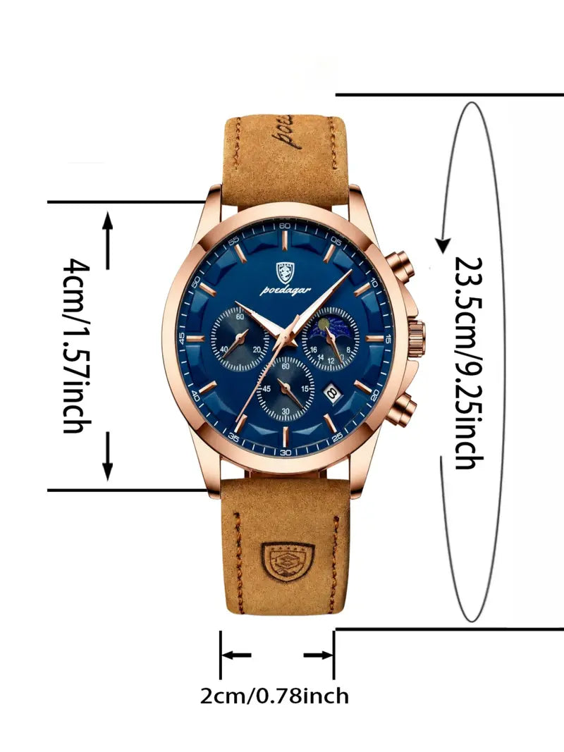 Men's Business Analog Quartz Watch – Round Dial, Luminous, Waterproof, Stainless Steel, Versatile for Party & Daily Wear