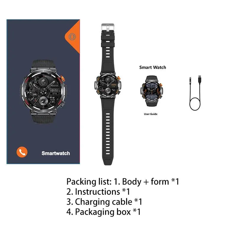 1.46-Inch HD Screen Smartwatch - Ultimate Outdoor Fitness Tracker with Bluetooth Calling, Multi-Sport Modes and LED Light for Android and iOS