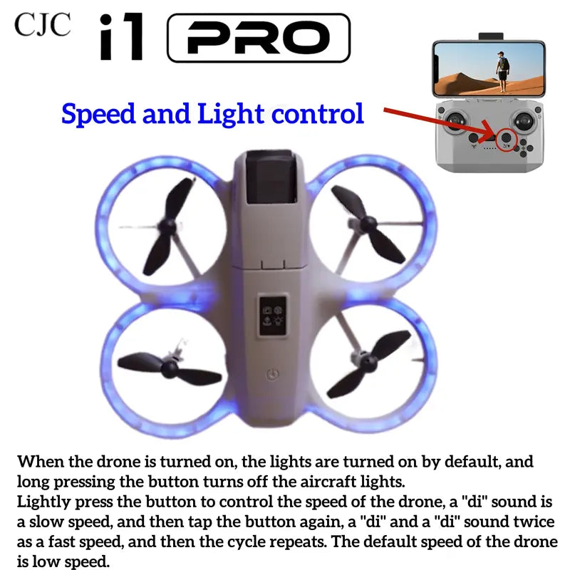 CJC i1 PRO Mini Drone Toy – 360° Aerial Stunts & Rolls, HD Dual Cameras, Obstacle Avoidance, 100m Range – Dual Batteries (20 Min Flight) – Suitable for Beginners Age 4+ – Remote Control Quadcopter