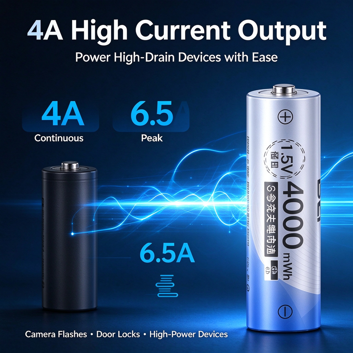 Delipow AA 1.5V Rechargeable Lithium Battery - Large Capacity Fast-Charging AA & AAA Batteries for Cameras, Electric Toys, Smart Door Locks, Alarm Clocks, LED Lights and Remote Controls