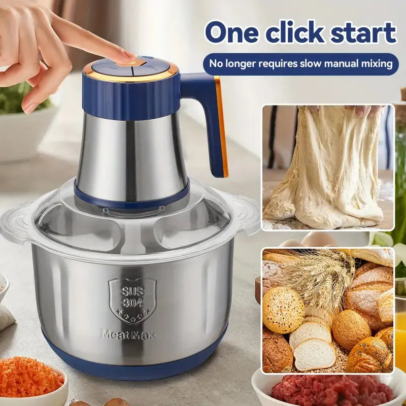 Stainless Steel Electric Meat Grinder & Food Processor – 5L Chopper & Slicer, Multi-Function Kitchen Appliance
