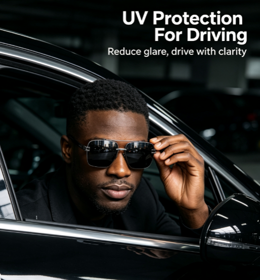 Trendy Polarized Sunglasses - Large Double-Bridge Metal Frame for Driving, Fishing and Sun Protection