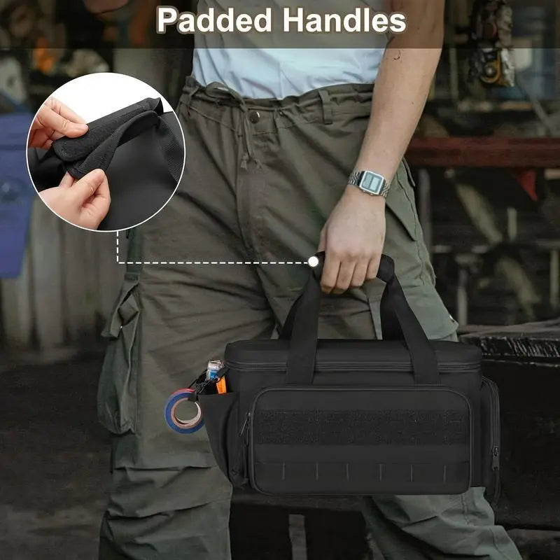 Durable 14-Inch Tool Kit for Electricians & Repair Technicians, Work Box with Multi-Compartment Storage Bag, Essential Tools Organizer, Portable Tool Bag, Tool Pouch
