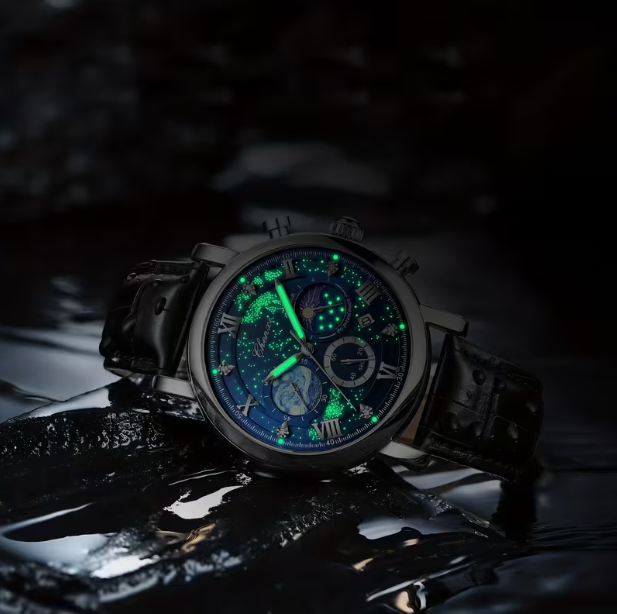Sun Moon Star Multifunctional Men's Quartz Watch – Calendar, Chronograph, PU Leather Strap, Casual Style