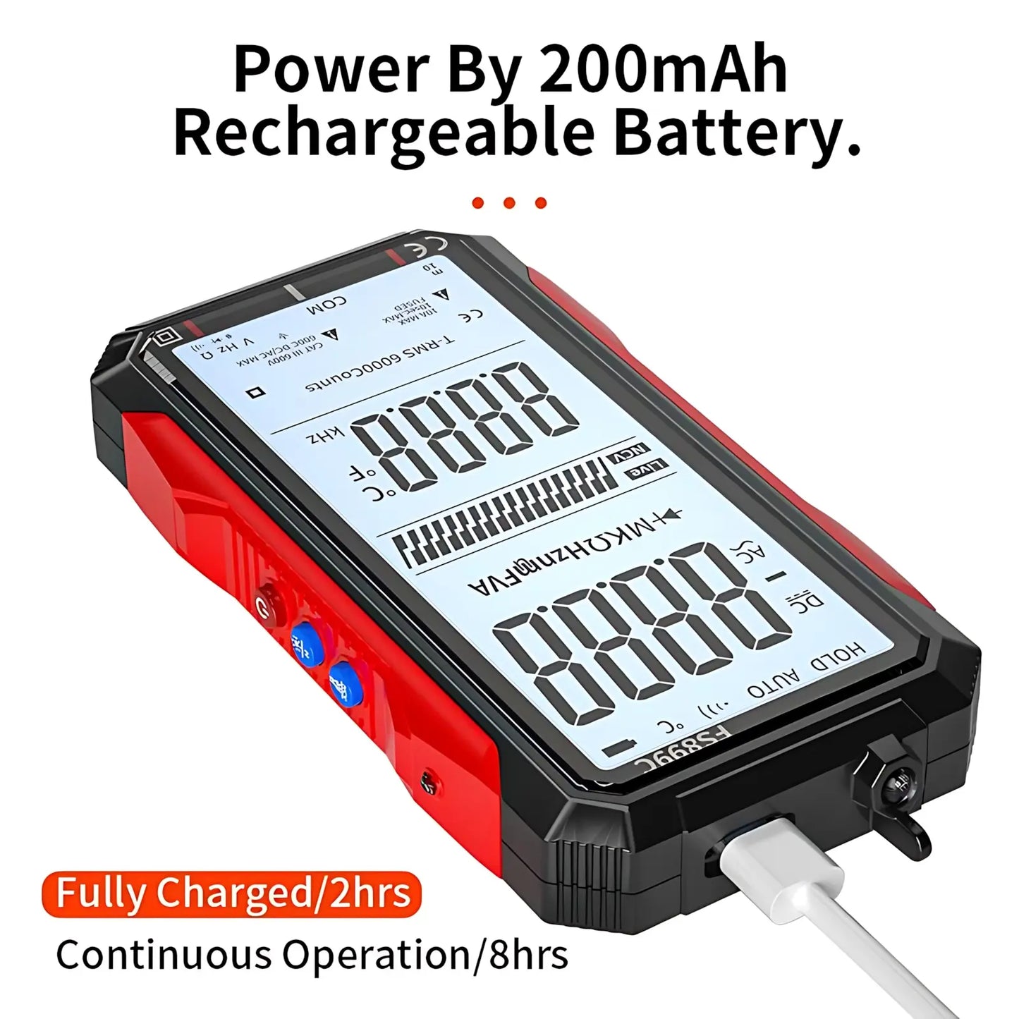 Smart Auto-Range Multimeter with Full Screen Display - High-Precision Tester for Home Repair, DIY and Electrical Troubleshooting