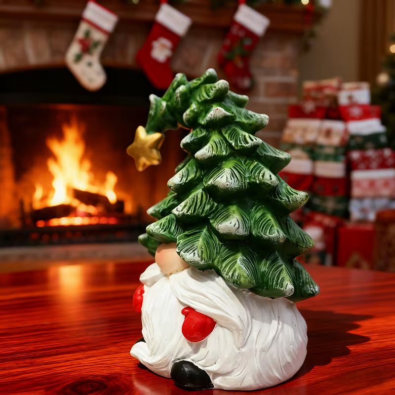 Christmas Resin Gnome – Handmade, Winter Desktop Ornament for Indoor Display