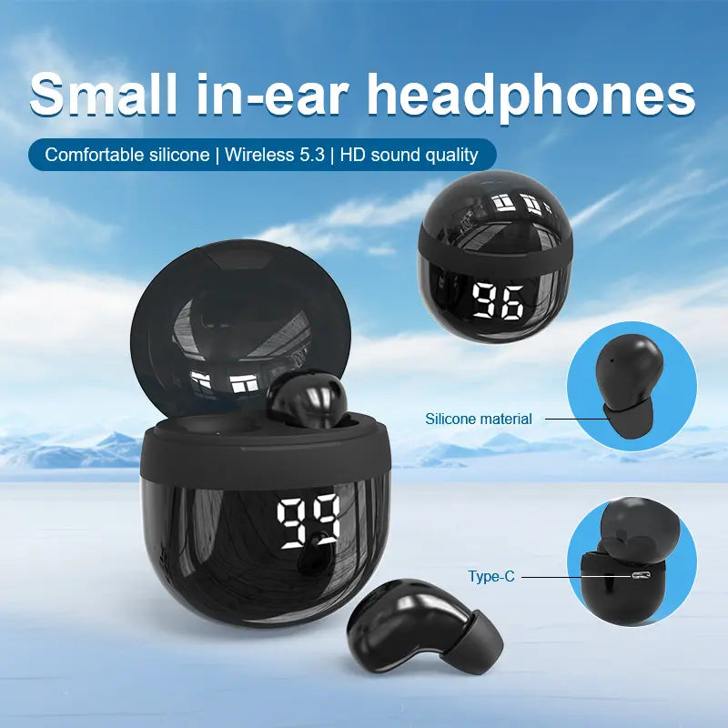 Invisible Mini Earbuds Wireless Bluetooth – Low Profile Micro Smallest Tiny Discreet Hidden Earbuds for Work – Small Headphones, Invisible Sleep Wireless Earphone IPX5 Waterproof for Small Ear Canals