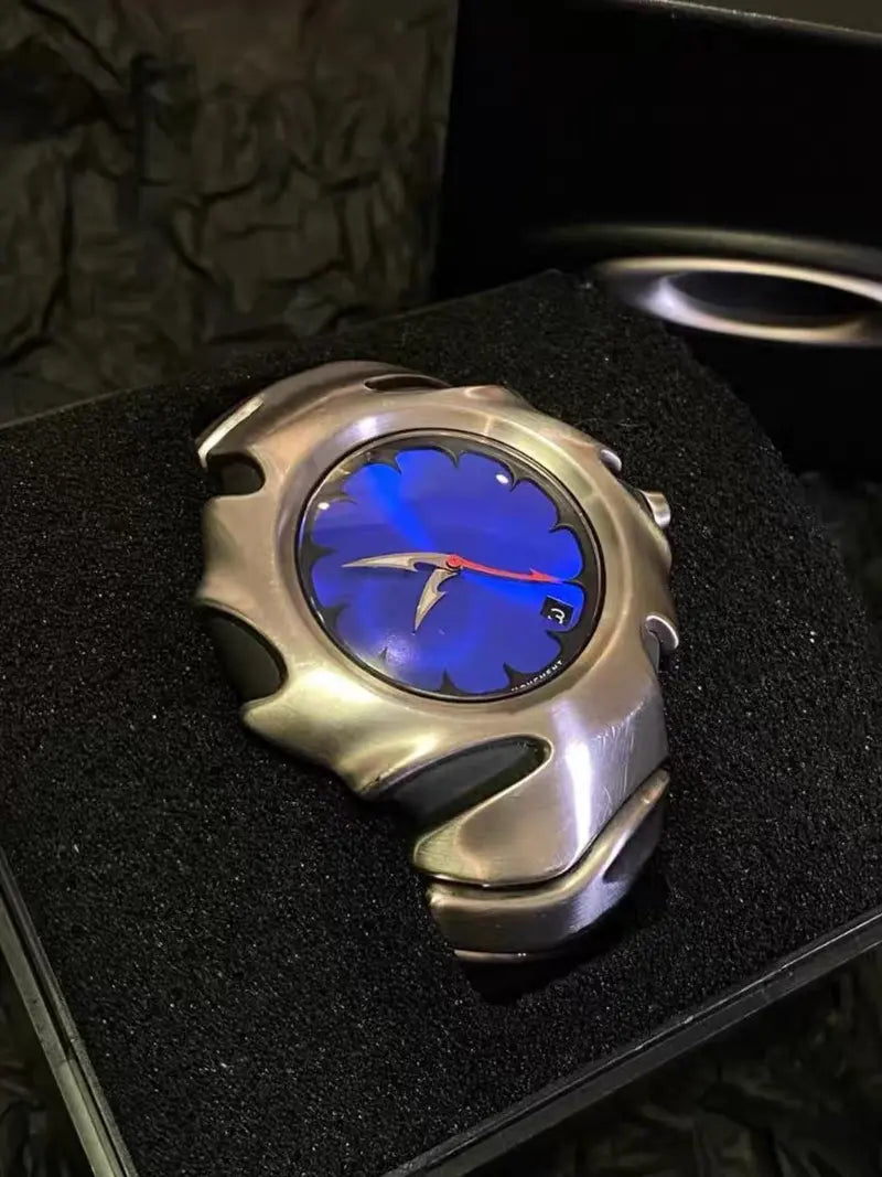 Punk Style Blade Design Quartz Watch – Creative Round Dial, Trendy Casual Wristwatch for Men, All-Match Exquisite Birthday Gift