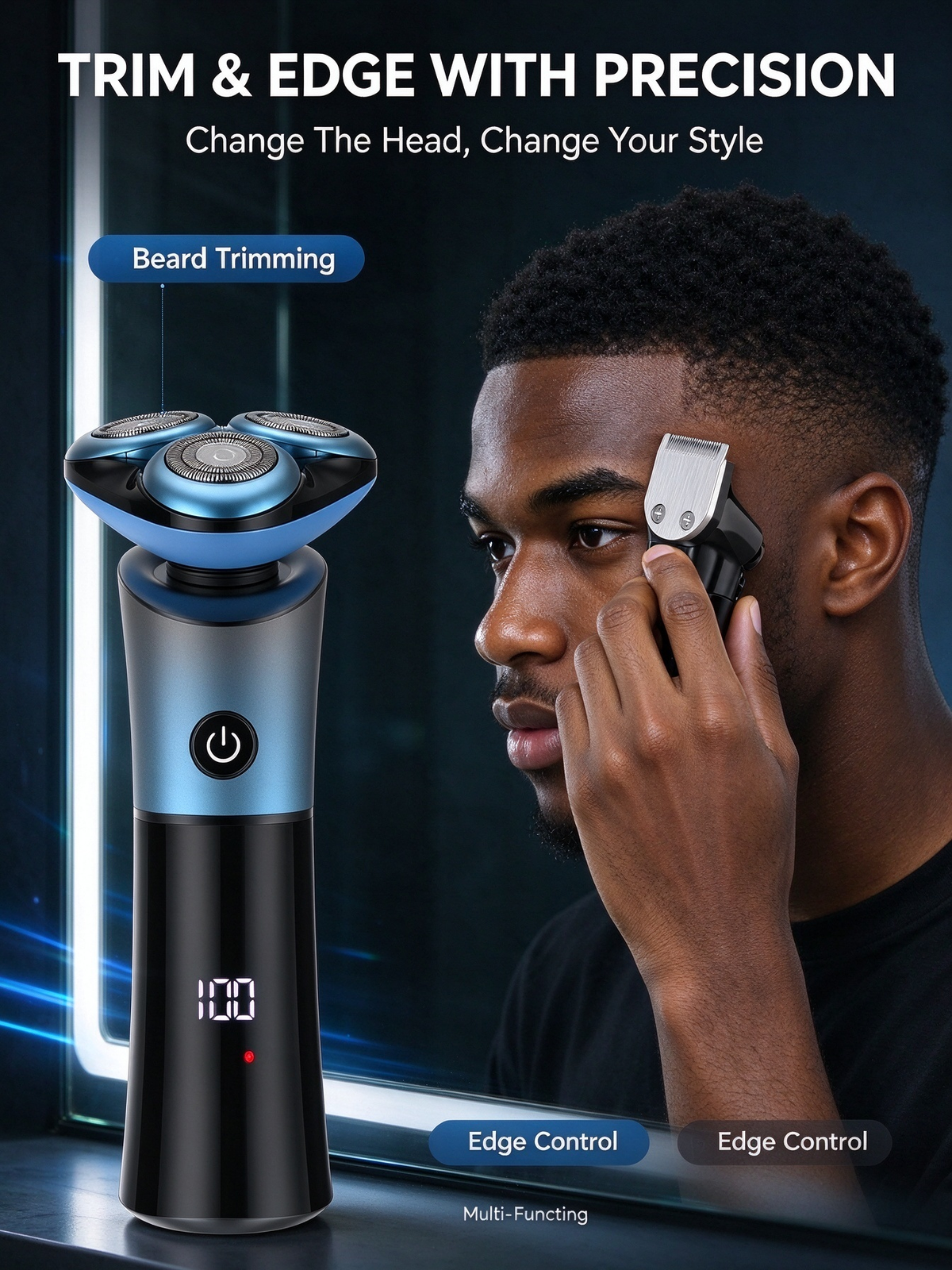Electric Rotary Shaver - Smart 3D Floating Head, Fully Washable, USB Rechargeable Men's Beard Razor