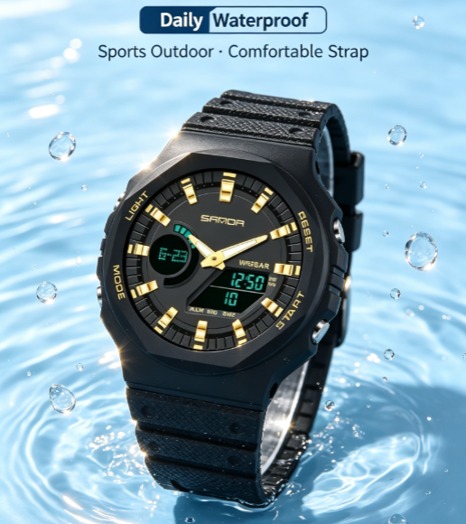 SANDA Casual Unisex Sports Digital Quartz Watch - Water Resistant, Fashion Luxury Wristwatch