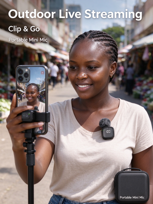 Mic3 AI Wireless Lavalier Microphone – Bluetooth, Noise Cancelling, Clip-On for Video & Streaming