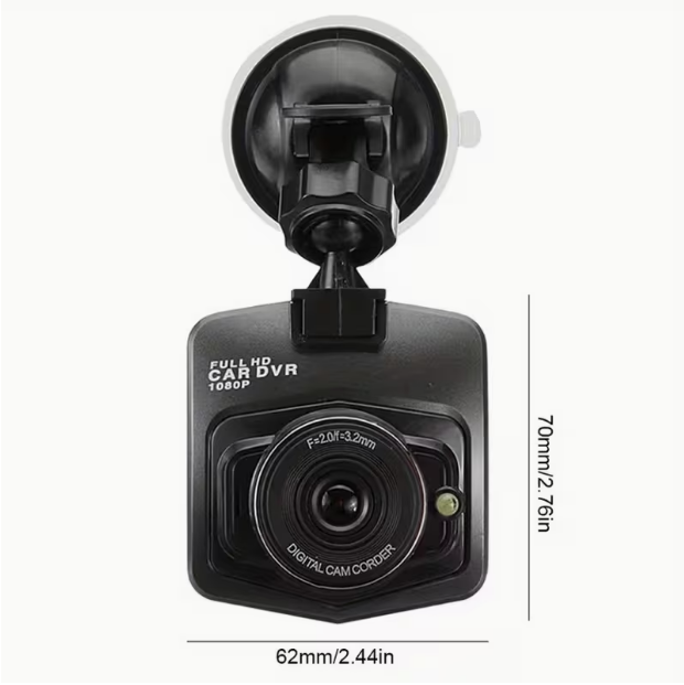 1080P Universal Car Dash Camera with 2.2" LCD – Continuous Recording, 24/7 Parking Surveillance, Motion Sensing, Battery Not Included