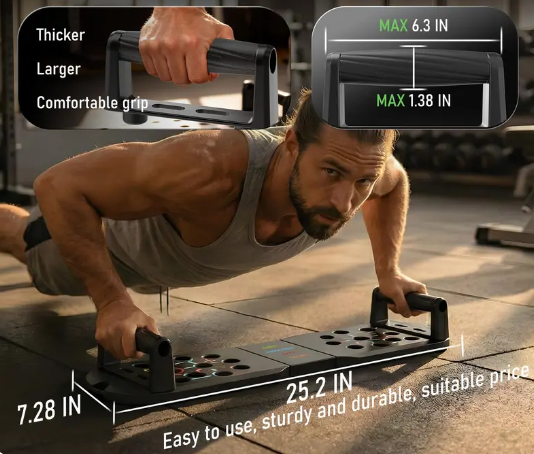 20 In 1 Push Up Board Fitness Equipment, Multifunctional Floor Pushup Bar Handles, Home Gym Strength Training Workout Gear for Men