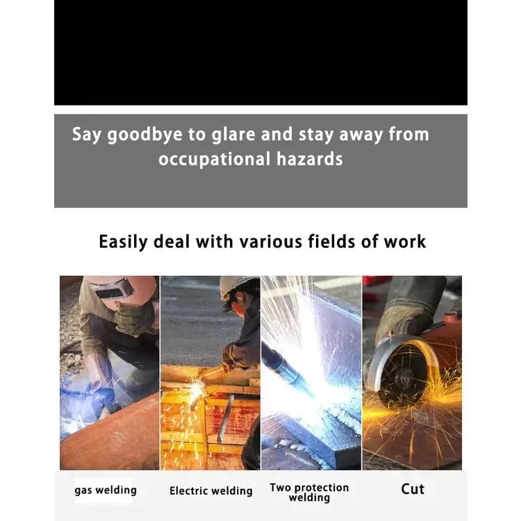 Professional Auto Darkening Welding Mask - Solar Powered, Spark Resistant Helmet with Goggles and Headlamp