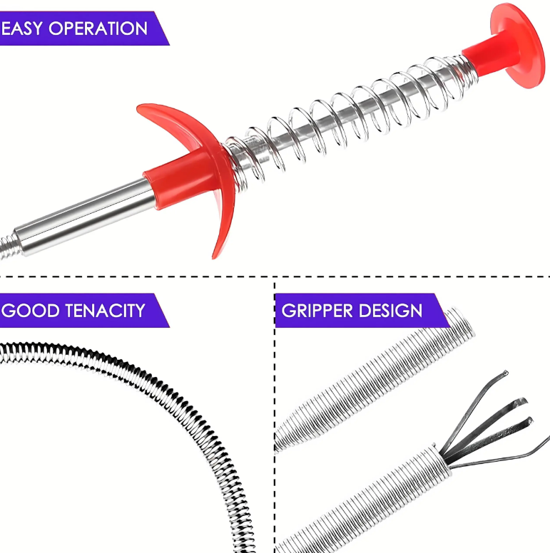 Flexible Grabber Claw Pick Up Reacher Tool, 4 Claws Bendable Hose Pickup Tool for Sink, Drains, Toilet Cleaning